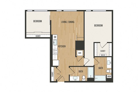 2 Bedroom C3 Floor Plan – Aura Burnside